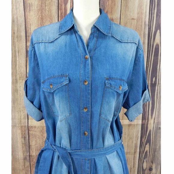 1X 2X 3X & More Lightweight Blue Denim Dress - Picture 7 of 8
